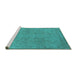 Sideview of Machine Washable Oriental Turquoise Industrial Area Rugs, wshurb2264turq