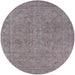 Round Mid-Century Modern Mauve Taupe Purple Oriental Rug, urb2264