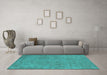 Machine Washable Oriental Turquoise Industrial Area Rugs in a Living Room,, wshurb2264turq