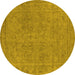 Round Oriental Yellow Industrial Rug, urb2264yw