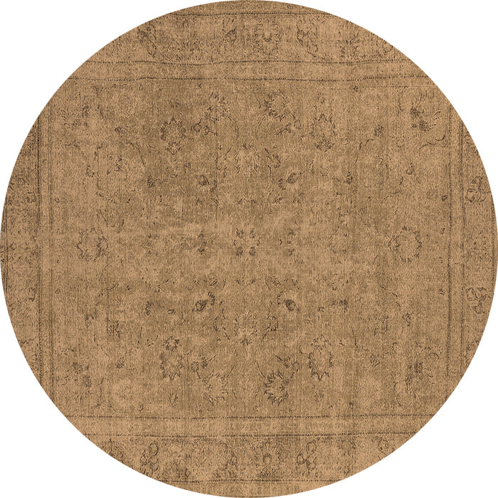 Round Oriental Brown Industrial Rug, urb2264brn
