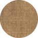 Round Machine Washable Oriental Brown Industrial Rug, wshurb2264brn