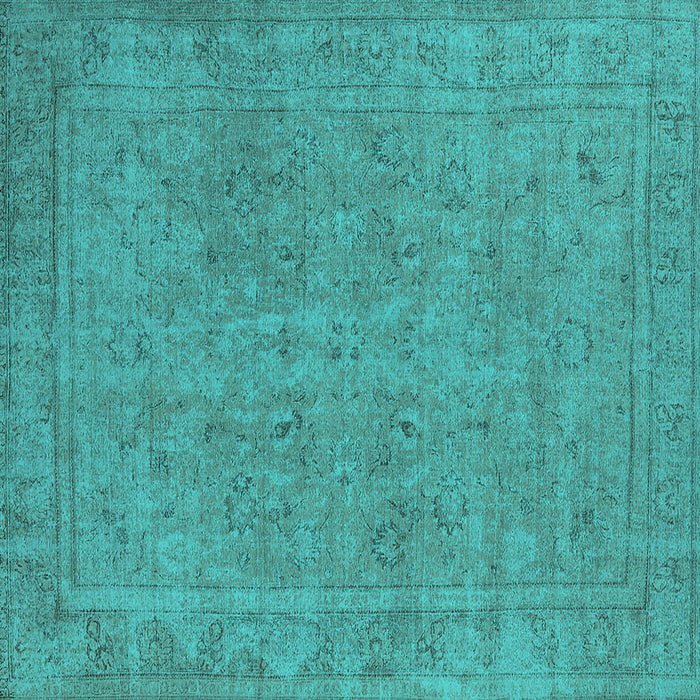Square Machine Washable Oriental Turquoise Industrial Area Rugs, wshurb2264turq