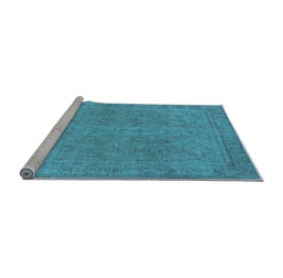 Sideview of Machine Washable Oriental Light Blue Industrial Rug, wshurb2264lblu
