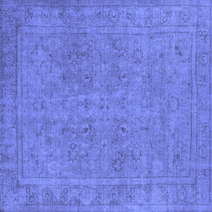 Square Machine Washable Oriental Blue Industrial Rug, wshurb2264blu