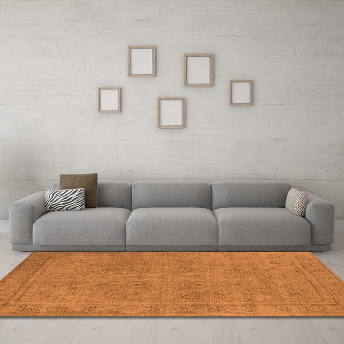 Machine Washable Oriental Orange Industrial Area Rugs in a Living Room, wshurb2264org