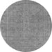 Round Machine Washable Oriental Gray Industrial Rug, wshurb2264gry