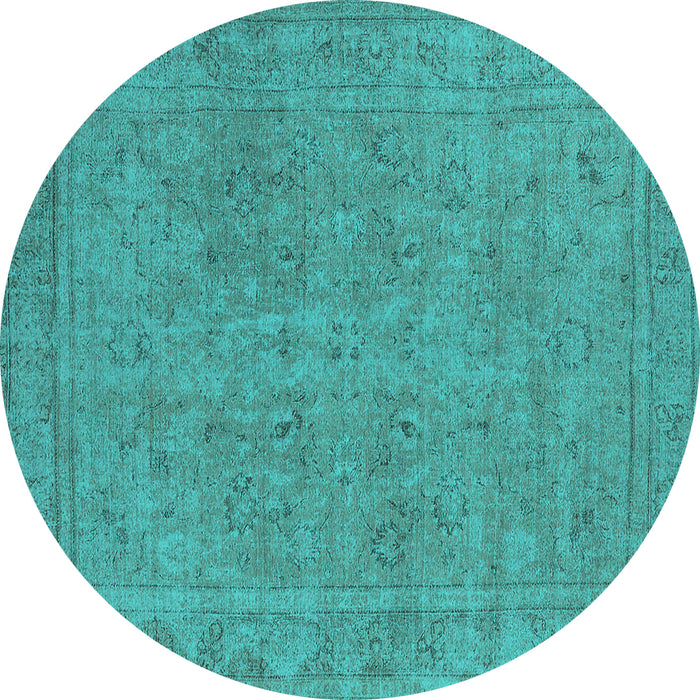 Round Oriental Turquoise Industrial Rug, urb2264turq
