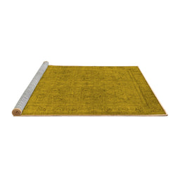 Sideview of Machine Washable Oriental Yellow Industrial Rug, wshurb2264yw