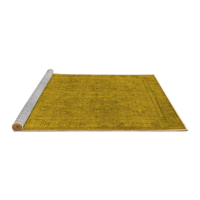 Sideview of Machine Washable Oriental Yellow Industrial Rug, wshurb2264yw