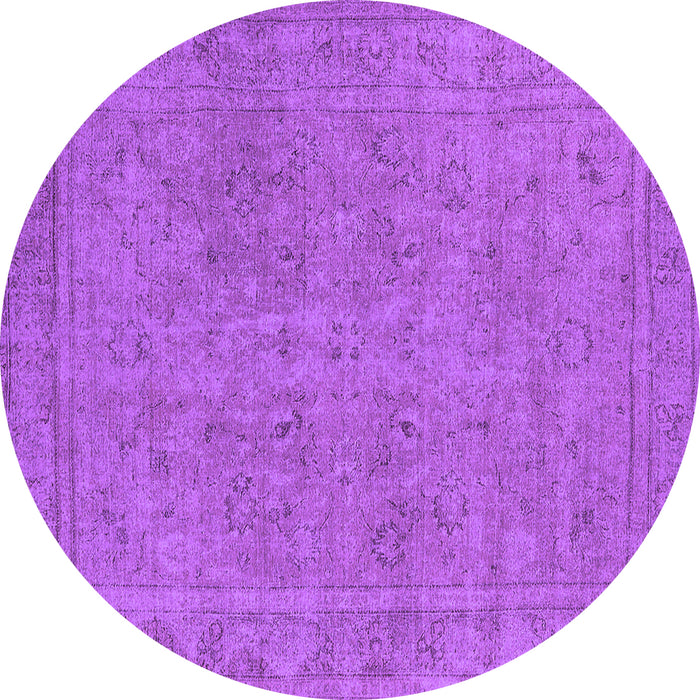 Round Machine Washable Oriental Purple Industrial Area Rugs, wshurb2264pur