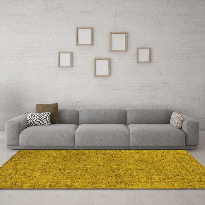 Machine Washable Oriental Yellow Industrial Rug in a Living Room, wshurb2264yw