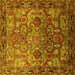 Square Machine Washable Oriental Yellow Traditional Rug, wshurb2265yw