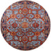 Round Mid-Century Modern Gunmetal Gray Oriental Rug, urb2265