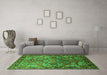 Machine Washable Oriental Green Traditional Area Rugs in a Living Room,, wshurb2265grn