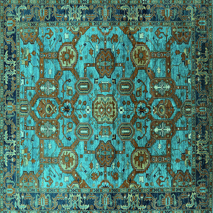 Square Oriental Turquoise Traditional Rug, urb2265turq