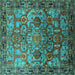 Square Oriental Turquoise Traditional Rug, urb2265turq