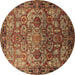 Round Oriental Brown Traditional Rug, urb2265brn