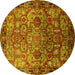 Round Oriental Yellow Traditional Rug, urb2265yw