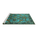 Sideview of Machine Washable Oriental Turquoise Traditional Area Rugs, wshurb2265turq