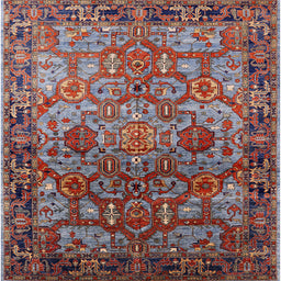 Square Mid-Century Modern Gunmetal Gray Oriental Rug, urb2265