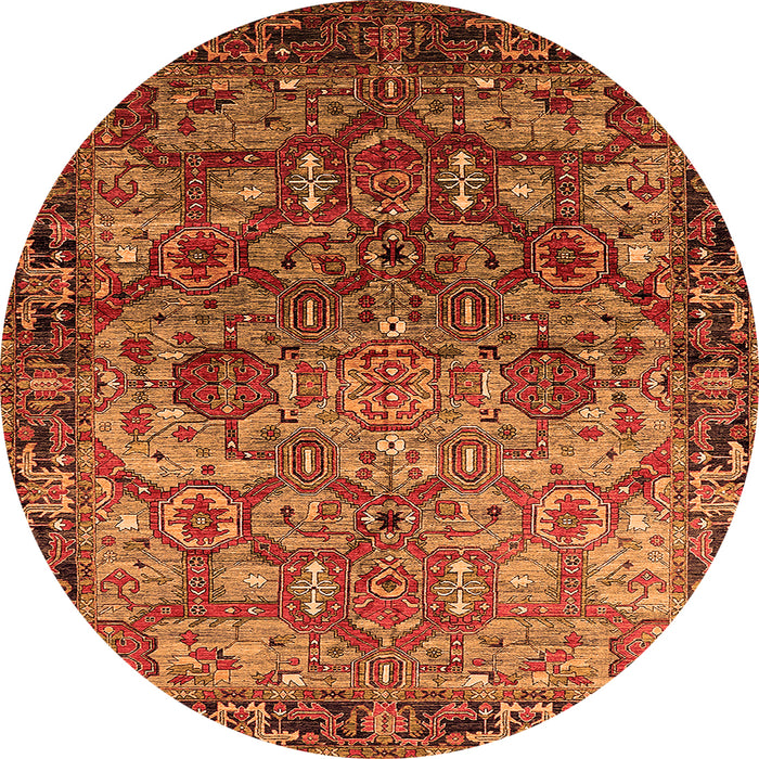 Round Oriental Orange Traditional Rug, urb2265org