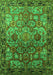 Machine Washable Oriental Green Traditional Area Rugs, wshurb2265grn