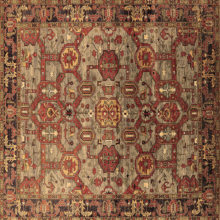 Square Machine Washable Oriental Brown Traditional Rug, wshurb2265brn