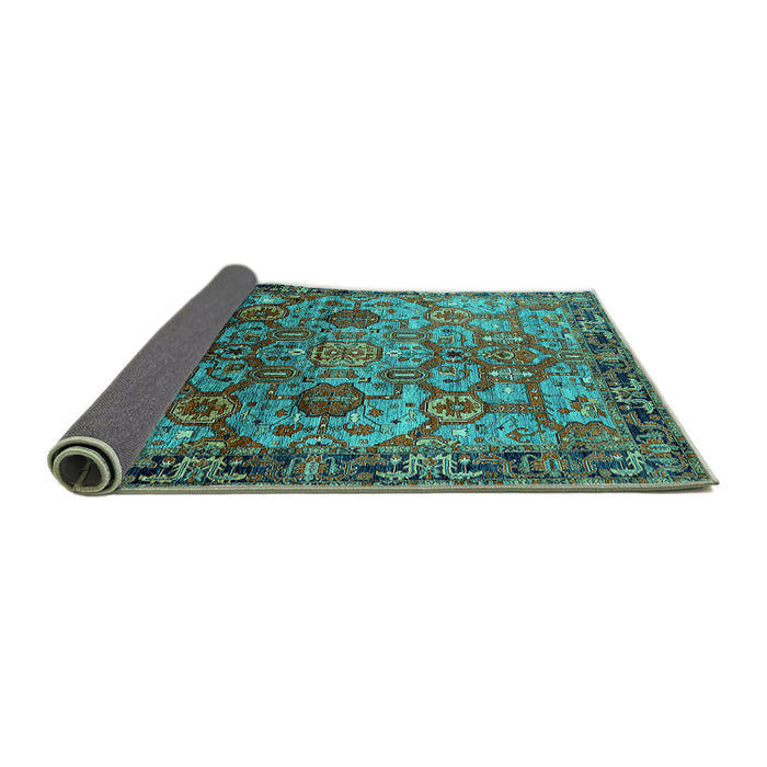 Sideview of Oriental Turquoise Traditional Rug, urb2265turq
