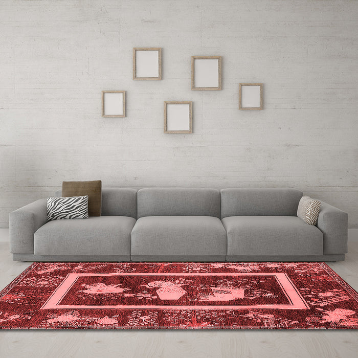 Asian Inspired Red Washable Rugs
