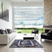 Square Machine Washable Industrial Modern Dark Slate Blue Rug in a Living Room, wshurb2266