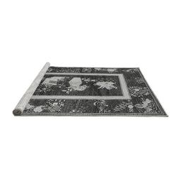 Sideview of Machine Washable Oriental Gray Asian Inspired Rug, wshurb2266gry