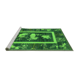 Sideview of Machine Washable Oriental Green Asian Inspired Area Rugs, wshurb2266grn