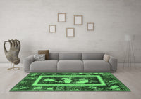 Machine Washable Oriental Emerald Green Asian Inspired Rug, wshurb2266emgrn