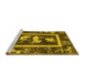 Sideview of Machine Washable Oriental Yellow Asian Inspired Rug, wshurb2266yw