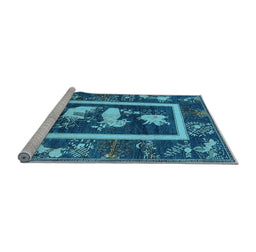 Sideview of Machine Washable Oriental Light Blue Asian Inspired Rug, wshurb2266lblu