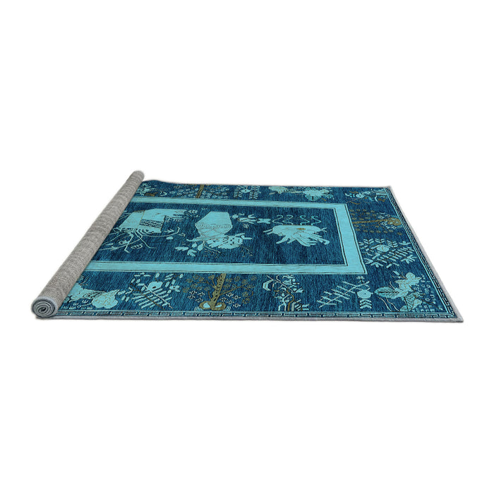 Sideview of Machine Washable Oriental Light Blue Asian Inspired Rug, wshurb2266lblu