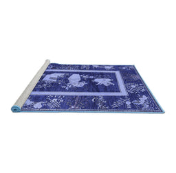 Sideview of Machine Washable Oriental Blue Asian Inspired Rug, wshurb2266blu