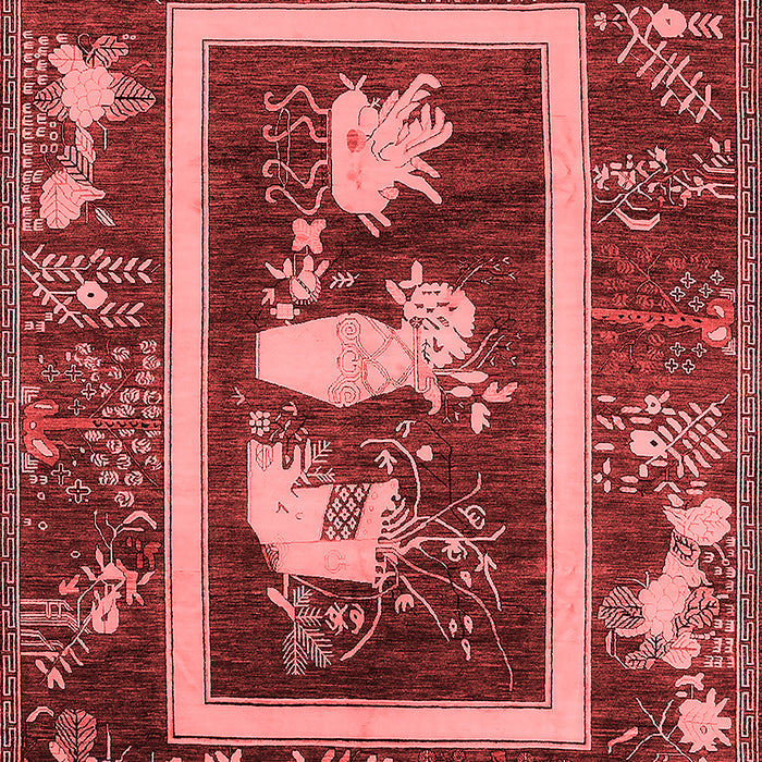 Machine Washable Oriental Red Asian Inspired Rug, wshurb2266red