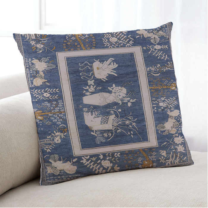 Lifestyle Image of Mid-Century Modern Urban Square Dark Slate Blue Throw Pillow, 18 inch by 18 inch, pwurb2266