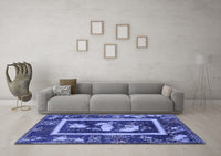 Machine Washable Oriental Blue Asian Inspired Rug, wshurb2266blu