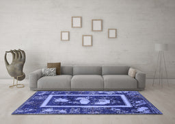 Machine Washable Oriental Blue Asian Inspired Rug in a Living Room, wshurb2266blu