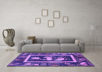 Machine Washable Oriental Purple Asian Inspired Rug, wshurb2266pur