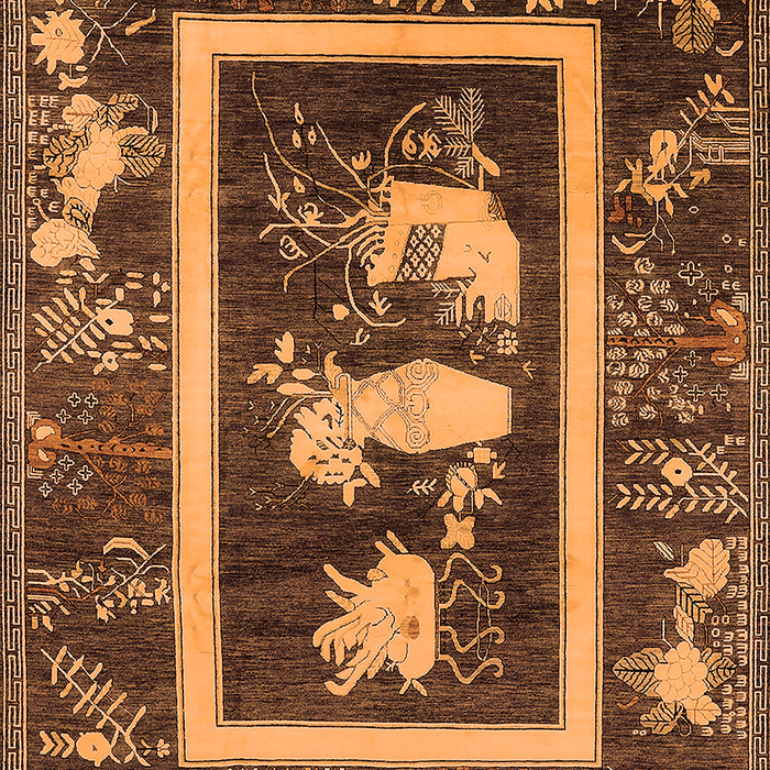 Machine Washable Oriental Orange Asian Inspired Area Rugs, wshurb2266org