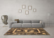 Machine Washable Oriental Brown Asian Inspired Rug in a Living Room,, wshurb2266brn