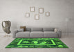 Machine Washable Oriental Green Asian Inspired Area Rugs in a Living Room,, wshurb2266grn