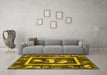 Machine Washable Oriental Yellow Asian Inspired Rug in a Living Room, wshurb2266yw