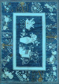 Oriental Light Blue Asian Inspired Rug, urb2266lblu