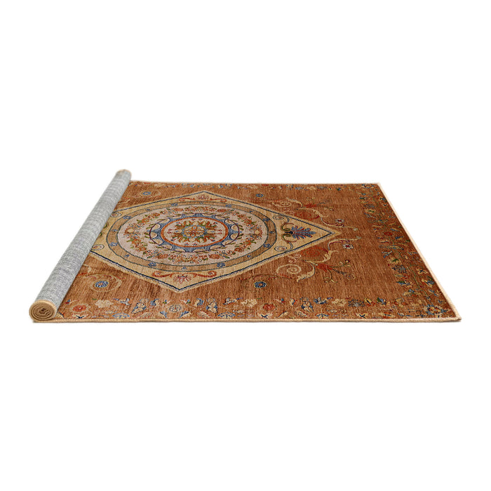 Sideview of Machine Washable Industrial Modern Mahogany Brown Rug, wshurb2267