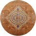 Round Mid-Century Modern Mahogany Brown Oriental Rug, urb2267